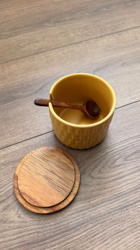 Habitat Ceramic Storage Jar with Wooden Lid & Spoon