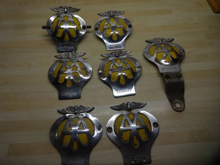 VINTAGE AA CAR BADGES x 7 ~ AUTOMOBILIA ~ 
