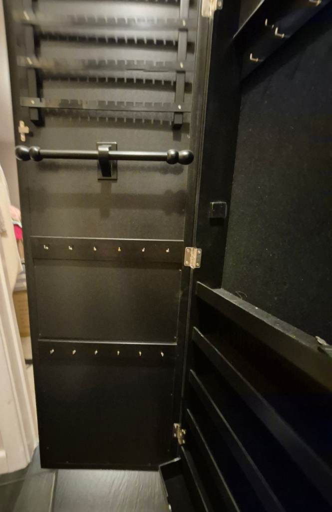 Black Full-Length Mirrored Jewellery Cabinet / Armoire