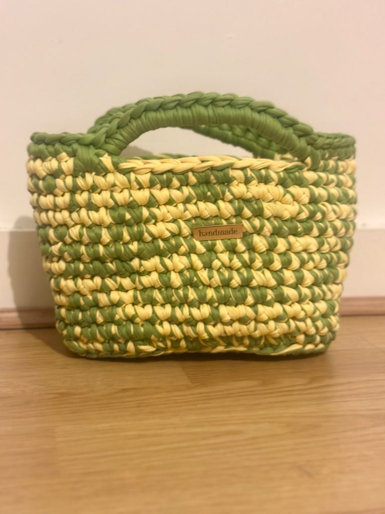 Handmade Green and Yellow Crochet Bag