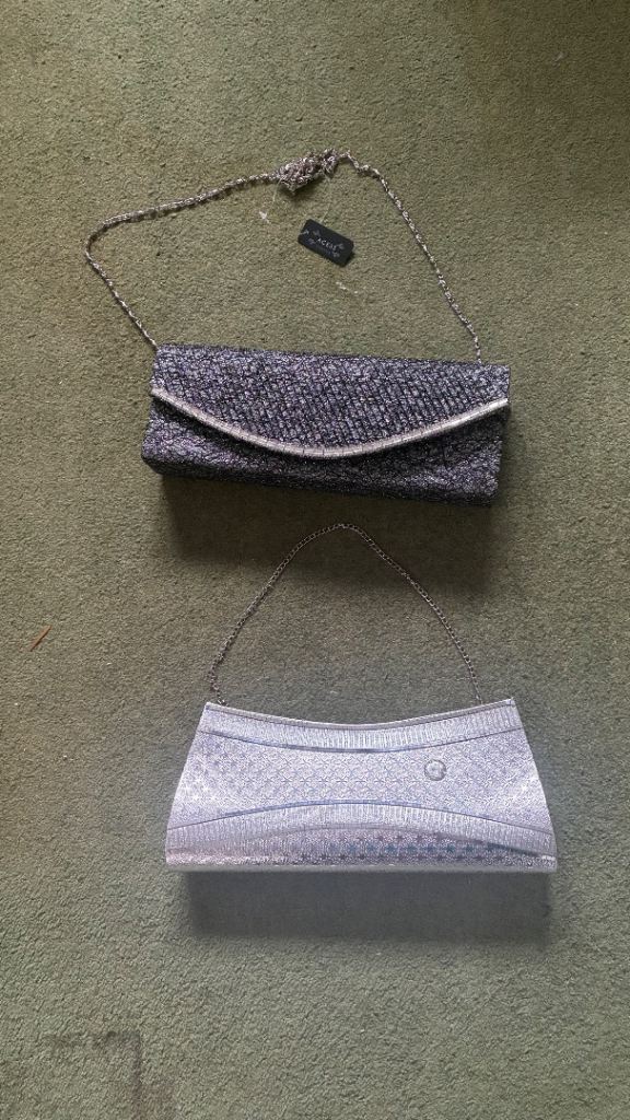 Two Ladies' Evening Bags – Silver and Grey, Good Condition
