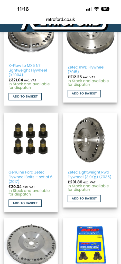 Retroford zetec lightweight flywheel RWD 