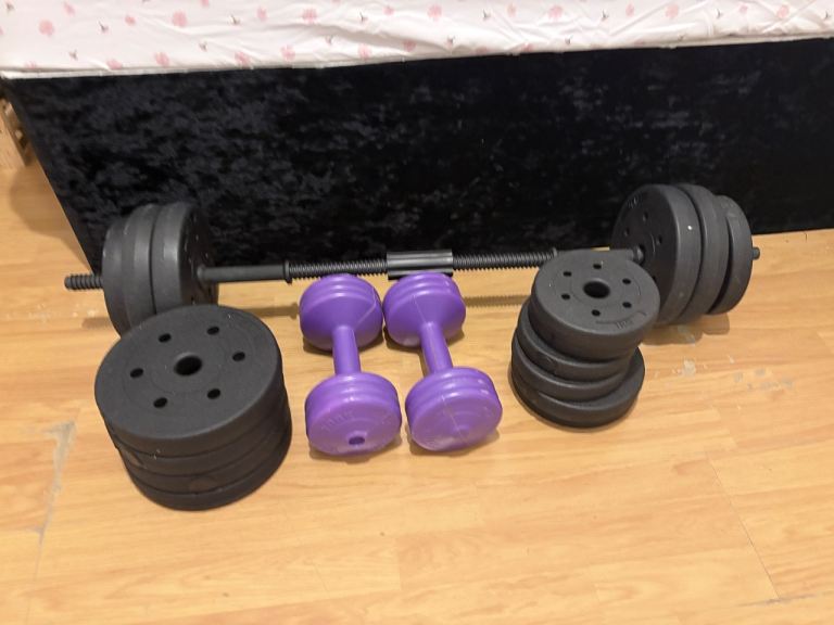 Home Workout Barbell & Dumbbell Weight Set – Excellent Condition