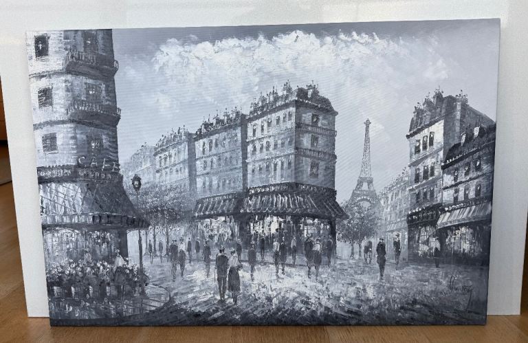 Oil painting on canvas - Street scene in Paris 