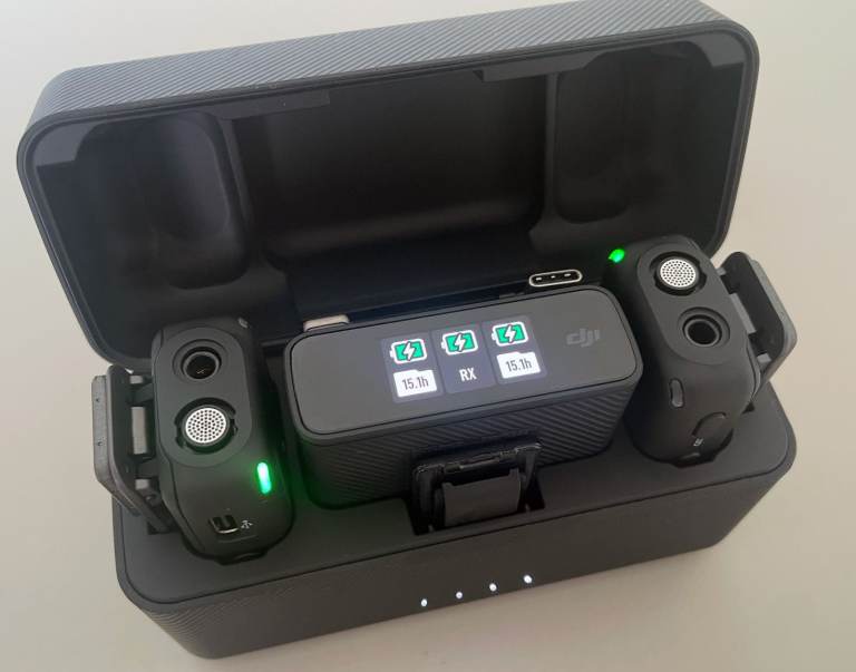 DJI Mic Wireless Microphone System — Dual Transmitter Kit with Charging Case – Mint Condition