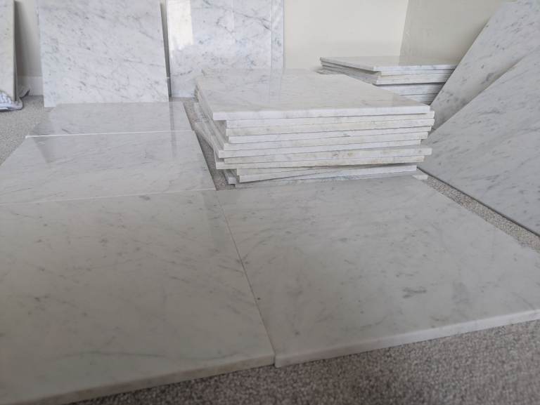 Authentic Bianco Carrera Italian honed marble tiles 305x305x10mm