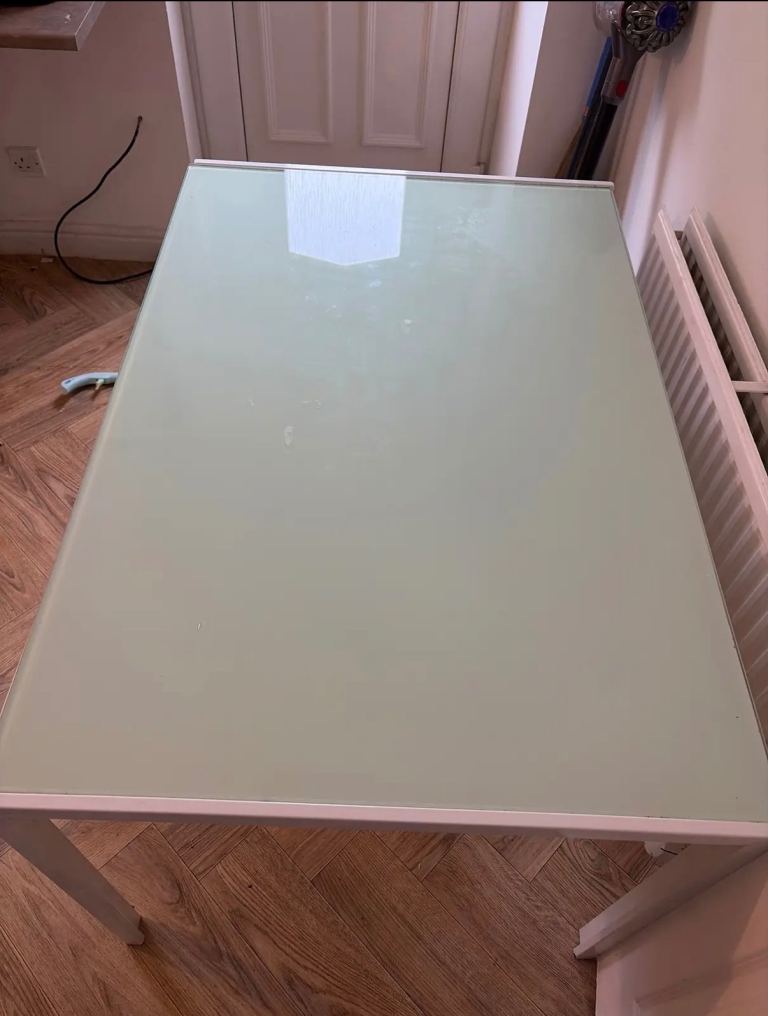 Medium Size Glass Top Dining Table – Good Condition
