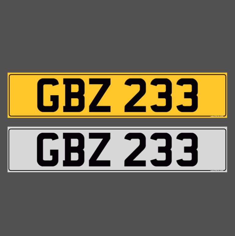 GBZ 233 - Dateless Cherished Registration Number Plate
