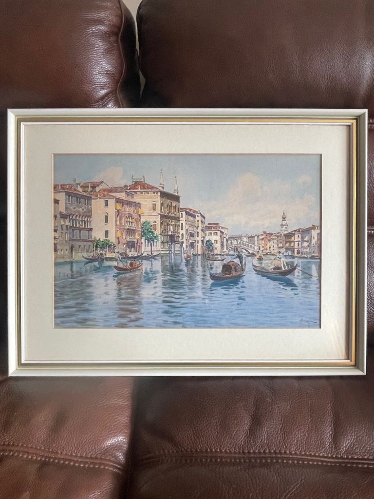 Old oringal signed watercolour of Venice 