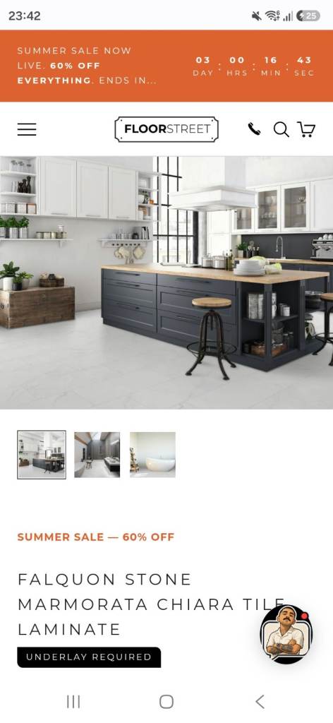 Falquon Stone Marmorata Chiara Tile Laminate Flooring – New