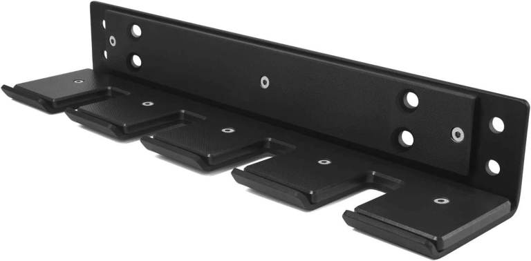 image for Wall Mounted Olympic Barbell Storage Rack - Vertical 4 Bar Holder - Weights Gym