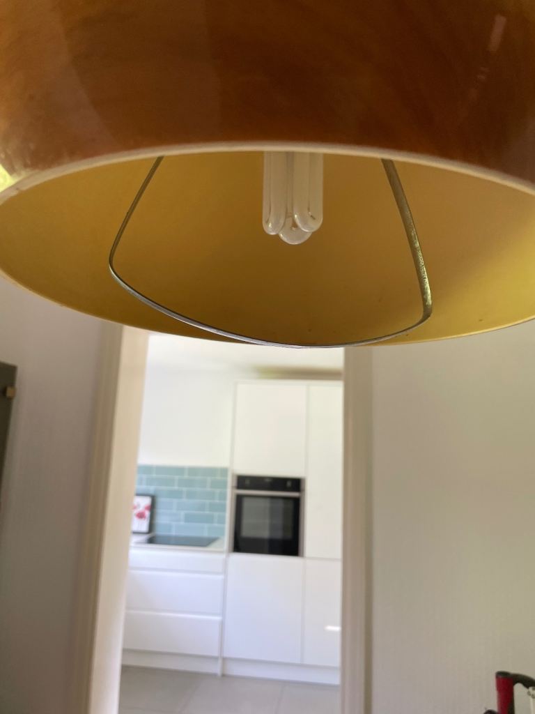Retro Yellow Pendant Light Fitting – Good Condition