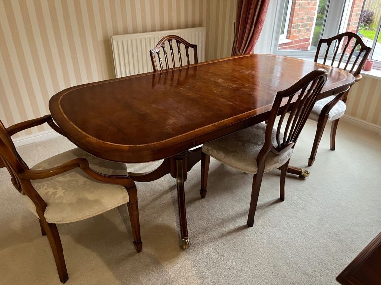 Dining room set - yew with tulip inlay
