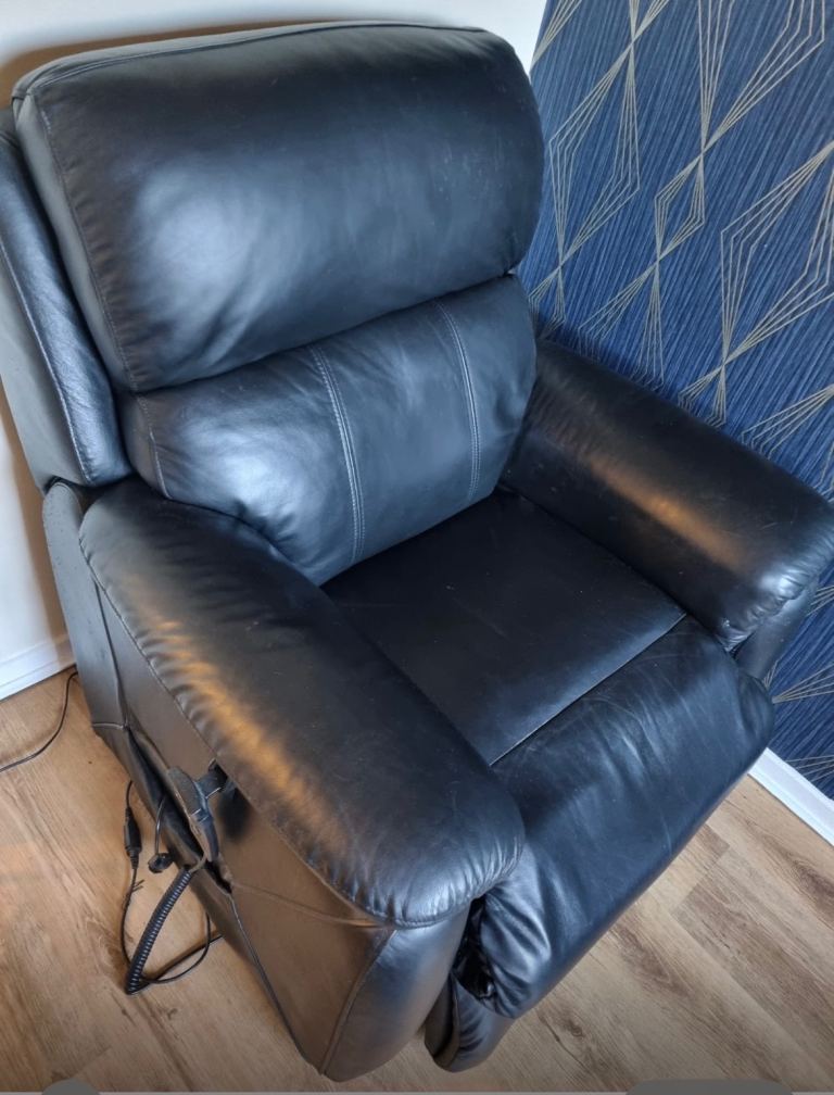 Black leather sofa and recliner chair 