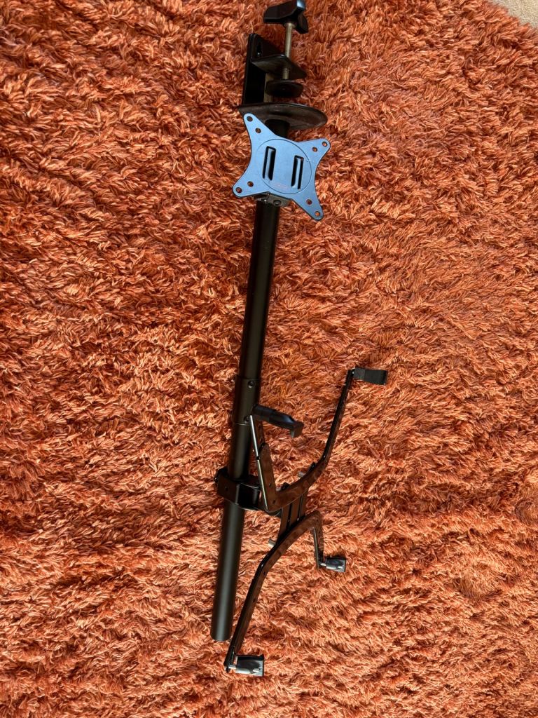 Double monitor stand.