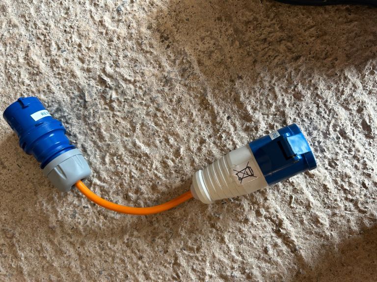 Reversed polarity caravan mains lead adapter 
