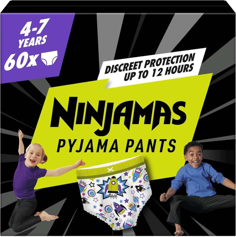 Pampers Ninjama Pyjama Pants/Pull-Ups - 60 pack, 4-7 Years, New