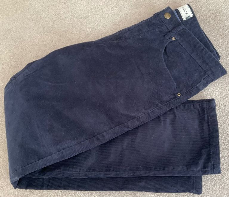 JOULES Mens Classic Fit Cord Navy Trousers Size 34R