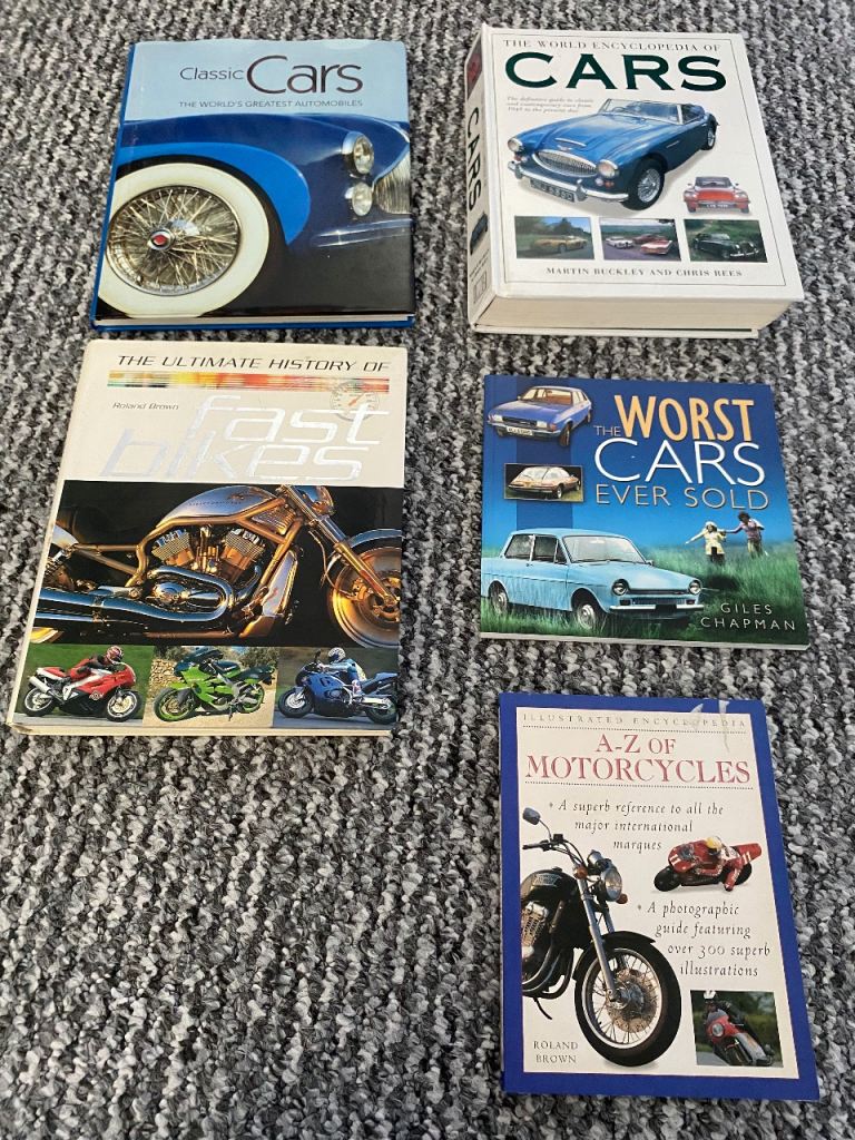 5 books cars and motorbikes 