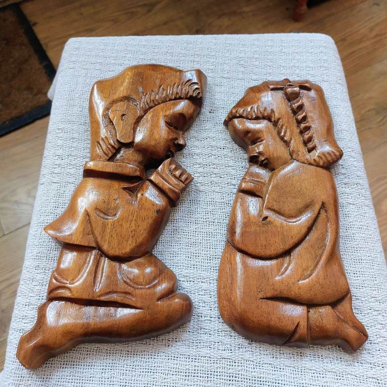 Vintage Praying Children Wall Plaques 