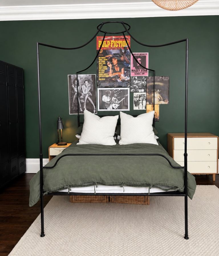 Black Metal Double Canopy Bed Frame | Modern Vintage Four Poster