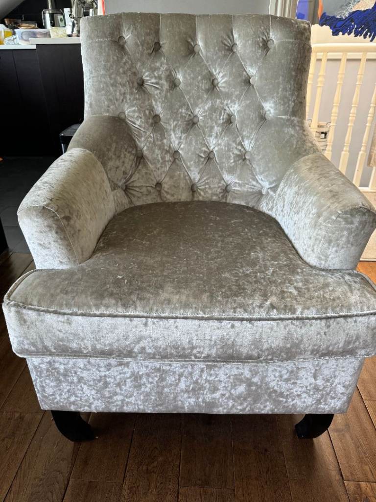 Arm Chairs | Silver Grey | Crashed Velvet