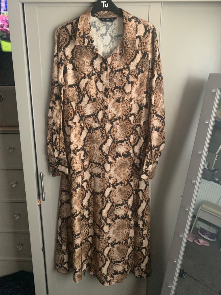F&F Snake Print Shirt Dress – Multicoloured, Good Condition