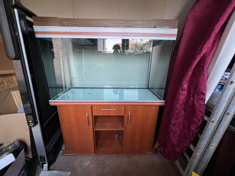330L 5ft Large Aquarium Fish Tank with Wooden Cabinet Stand