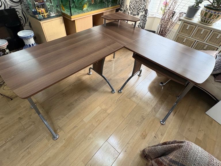 Study Desk L-Shaped Keyboard Shelf Drawer