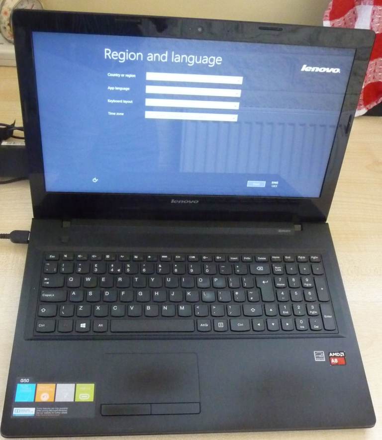 Lenovo G50-45 Laptop 15.6” screen with integrated DVD  and power supply lead