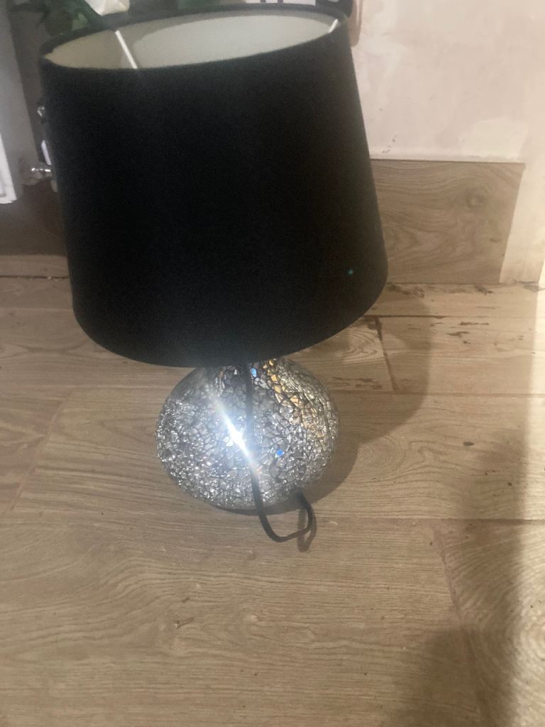 Black and Silver Mosaic Table Lamp – Good Condition