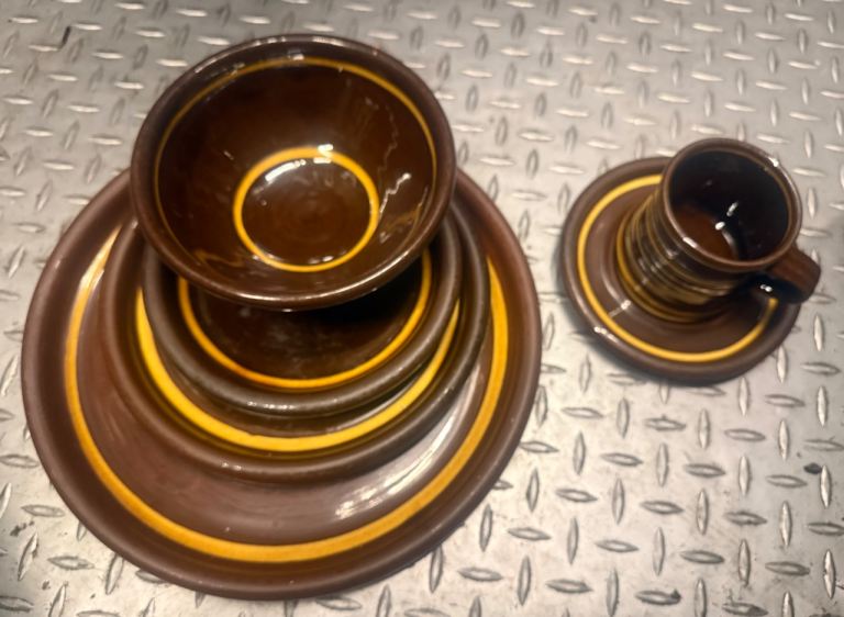 Brown Handmade 8 Setting Dinner Set