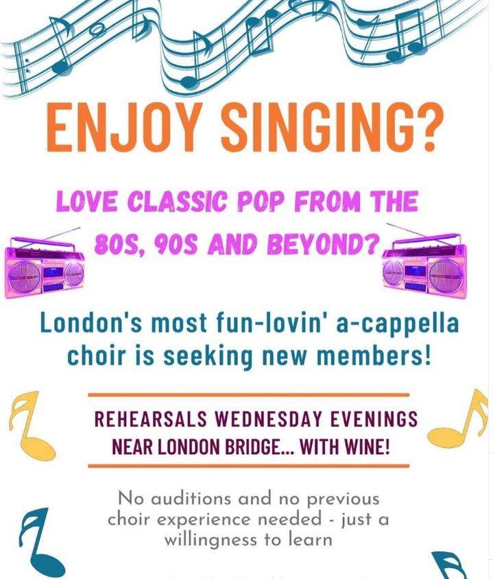 Want to sing in 2026? Friendly London amateur acapella rock & pop choir seeks new members