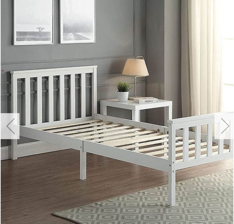 White Wooden Single Bed Frame- Excellent condition 