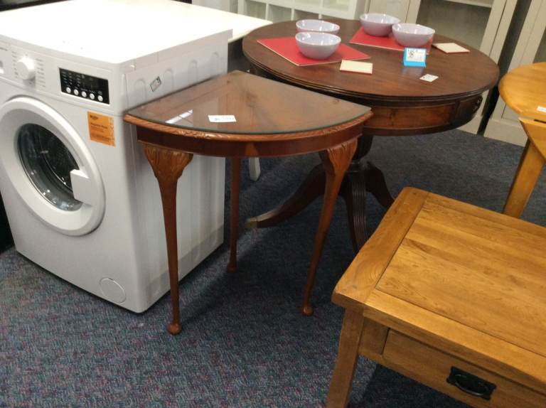  Wooden Corner Table with Glass Top #65537 £25.00