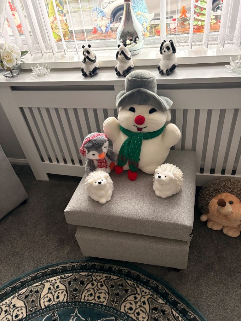 Brand new grey two seater settee with chair and puffy 