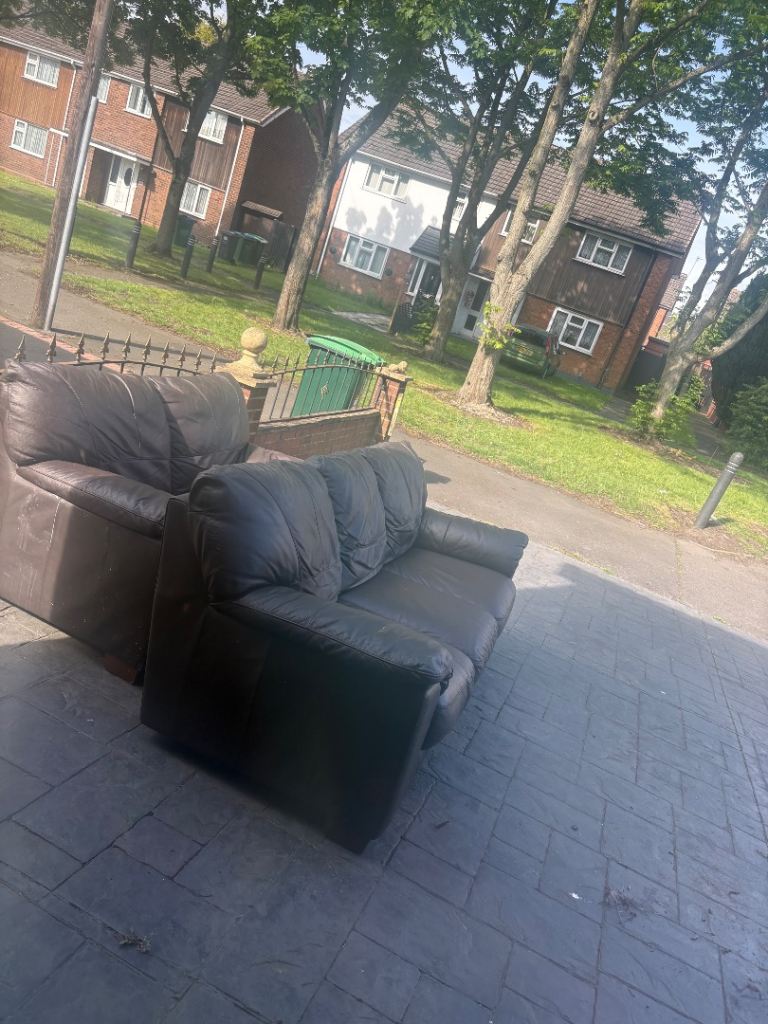 3 & 2 brown leather sofas