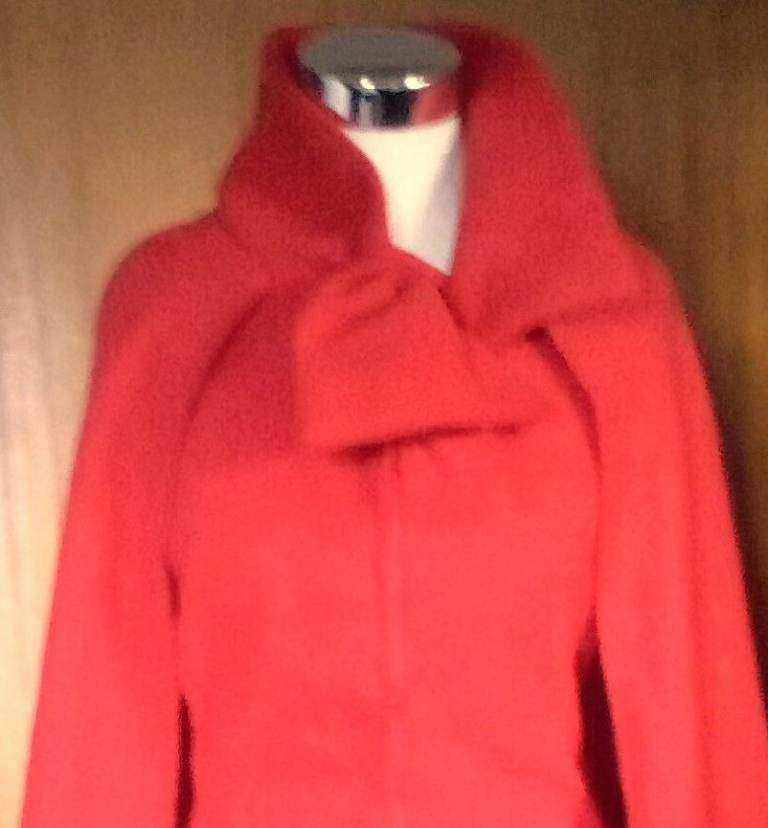 New Red Fashion Neck Bow Zipped Winter Cape/Poncho/Jacket/Coat. Size 18/20.POST OR COLLECT!