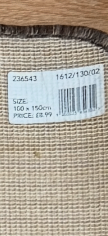 Brown rug, 100cm x 150cm, good condition, soft pile, hessian backed