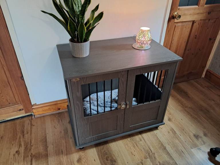 Superb grey wooden dog cage