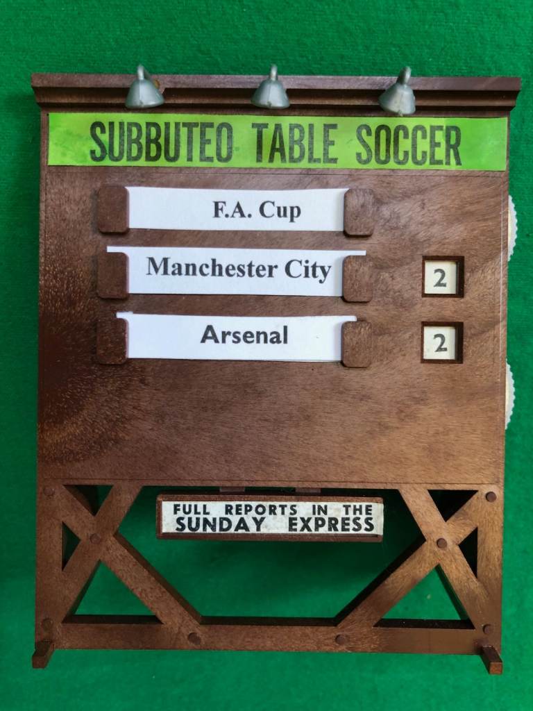 SUBBUTEO football Set Z scoreboard boxed with 'lamps' & team names from smoke-free home