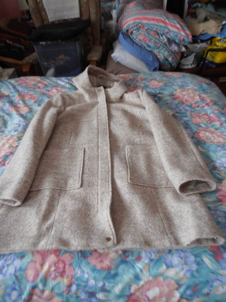 A NEW Ladies COAT with hood, Fawn in colour, full front zip, size 22 u k.