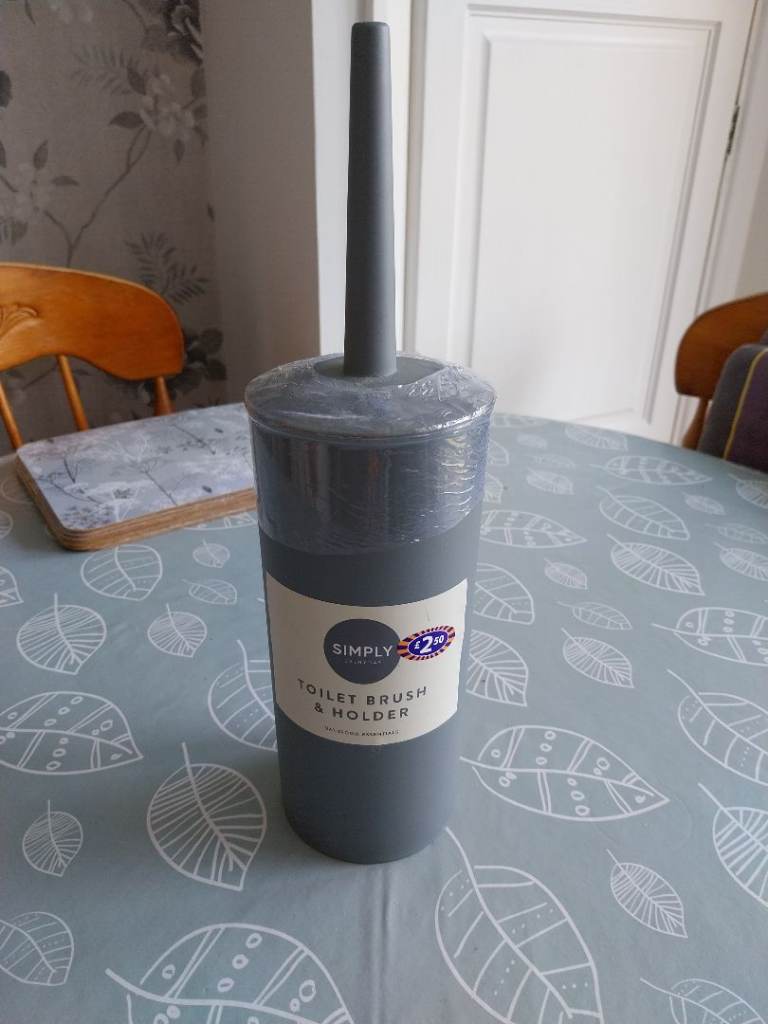 New Simply Toilet Brush & Holder – Grey, Unused