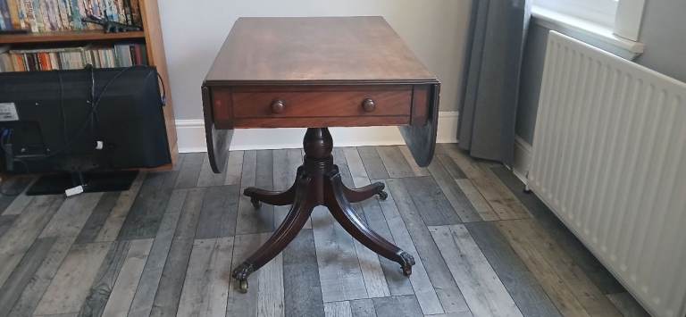 Victorian Mahogany Pembroke Table Drop Leaf Dining Console Pedestal Table