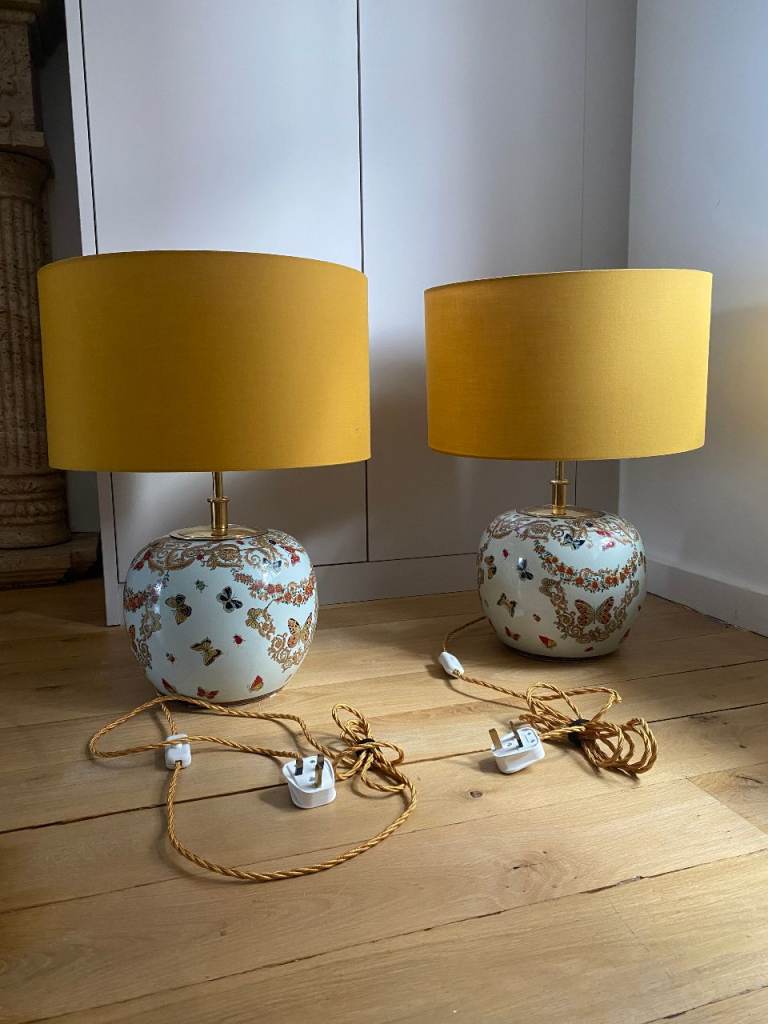Pair of Antique Chinese Porcelain Table Lamps by United Wilson Porcelain