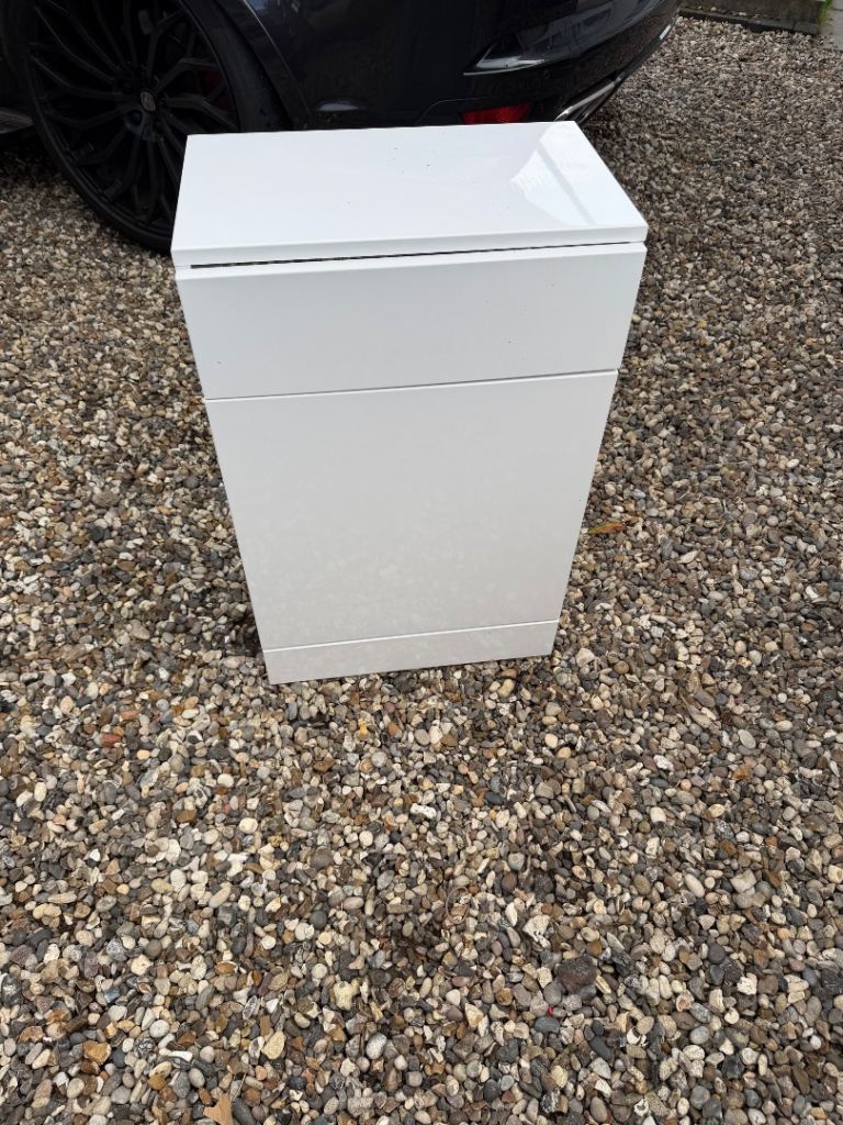 White Bedside Table / Small Cabinet – Good Condition