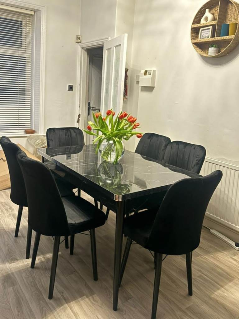 Modern Dining Table Set with 6 Chairs – Stylish & Elegant
