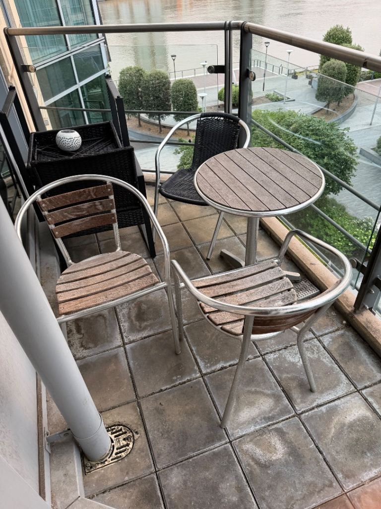 Compact Balcony Furniture Set - Wood and Metal