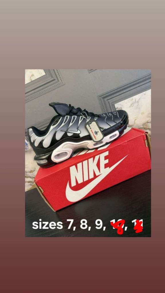 New Nike Air Max Plus TN Trainers – Black/White, Various Sizes