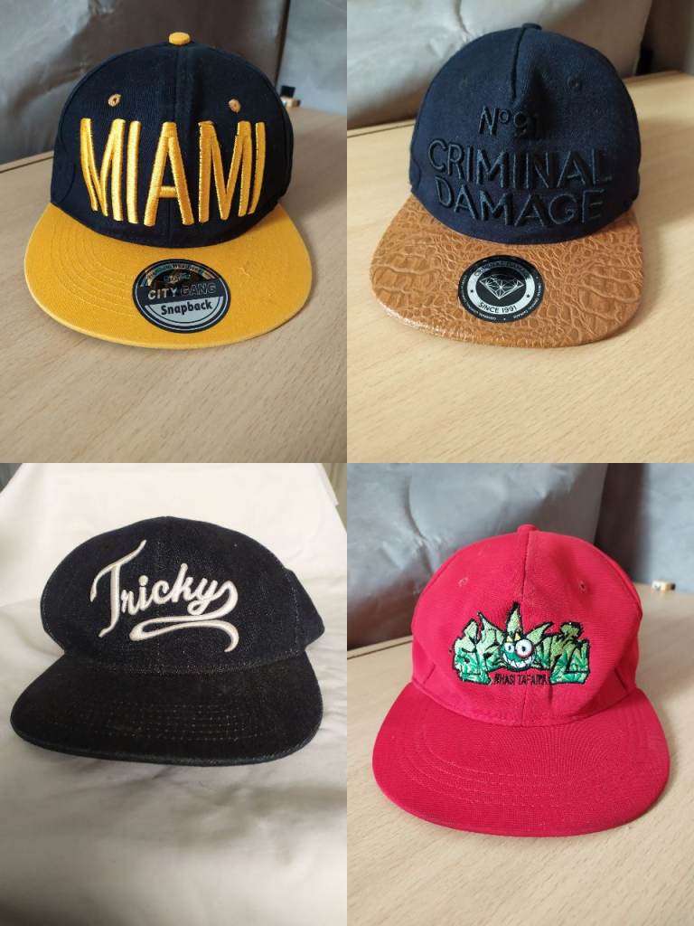 4 Youth/Adults bundle job lot includes 4 multicoloured baseball cap hats